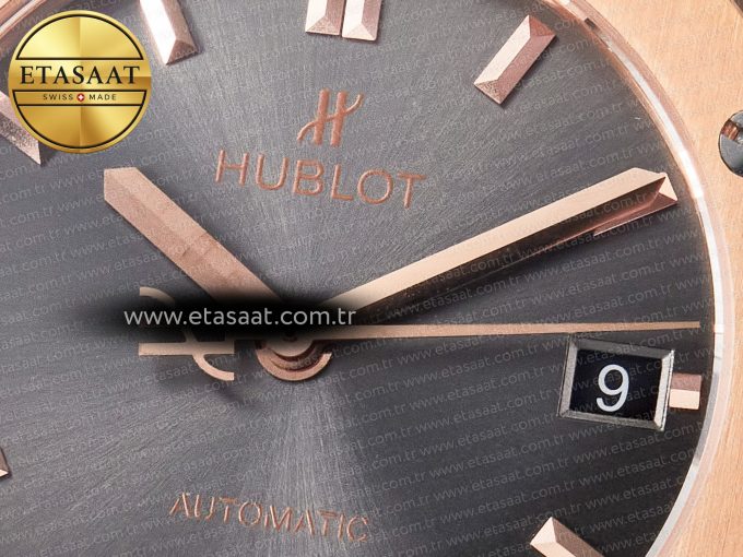 Classic Fusion 38mm RG JJF 1:1 Best Edition Gray Dial on Black Gummy Leather Strap - Görsel 10