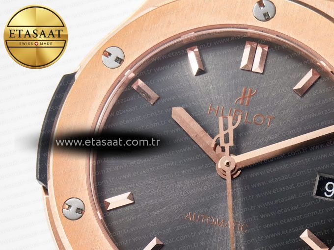 Classic Fusion 38mm RG JJF 1:1 Best Edition Gray Dial on Black Gummy Leather Strap - Görsel 12