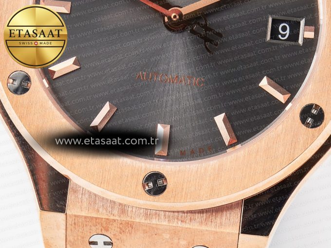 Classic Fusion 38mm RG JJF 1:1 Best Edition Gray Dial on Black Gummy Leather Strap - Görsel 13