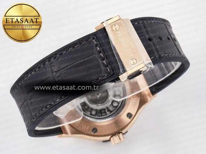 Classic Fusion 38mm RG JJF 1:1 Best Edition Gray Dial on Black Gummy Leather Strap - Görsel 16