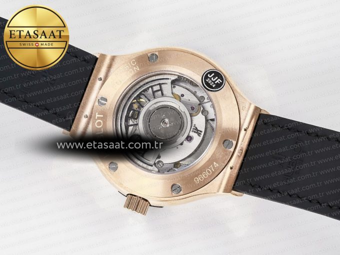 Classic Fusion 38mm RG JJF 1:1 Best Edition Gray Dial on Black Gummy Leather Strap - Görsel 17
