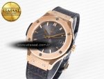 Classic Fusion 38mm RG JJF 1:1 Best Edition Gray Dial on Black Gummy Leather Strap - Görsel 2