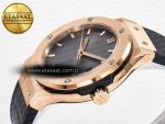 Classic Fusion 38mm RG JJF 1:1 Best Edition Gray Dial on Black Gummy Leather Strap - Görsel 6
