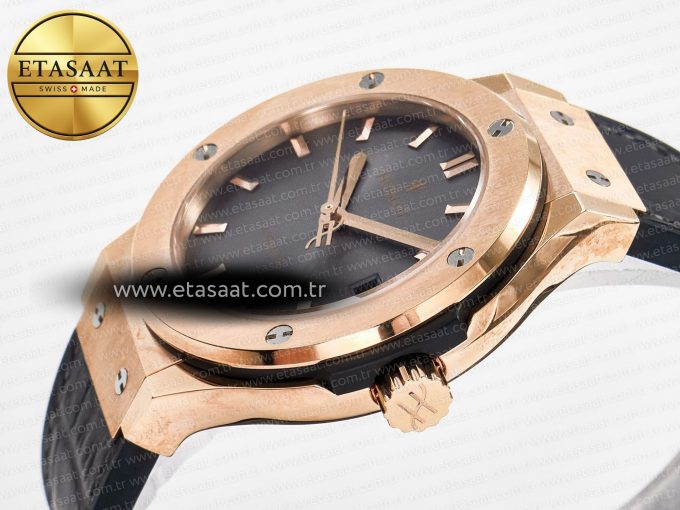 Classic Fusion 38mm RG JJF 1:1 Best Edition Gray Dial on Black Gummy Leather Strap - Görsel 6