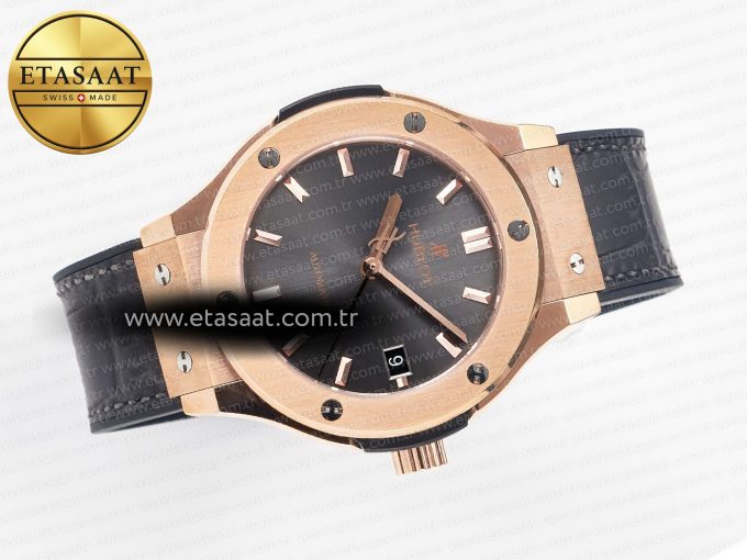 Classic Fusion 38mm RG JJF 1:1 Best Edition Gray Dial on Black Gummy Leather Strap - Görsel 8