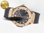 Classic Fusion 38mm RG JJF 1:1 Best Edition Gray Dial on Black Gummy Leather Strap - Görsel 9