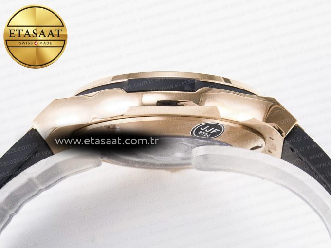 Classic Fusion 38mm RG JJF 1:1 Best Edition White Dial on Black Gummy Leather Strap - Görsel 14