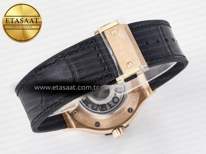 Classic Fusion 38mm RG JJF 1:1 Best Edition White Dial on Black Gummy Leather Strap - Görsel 16