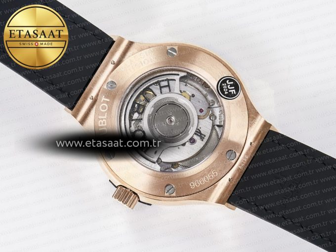 Classic Fusion 38mm RG JJF 1:1 Best Edition White Dial on Black Gummy Leather Strap - Görsel 17