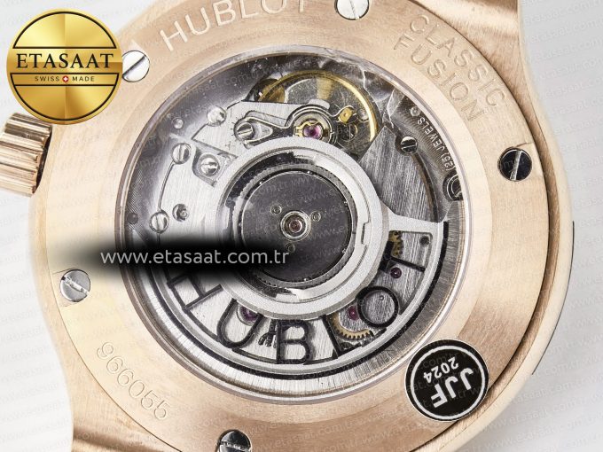 Classic Fusion 38mm RG JJF 1:1 Best Edition White Dial on Black Gummy Leather Strap - Görsel 18