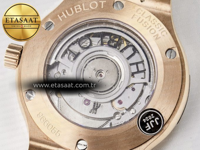 Classic Fusion 38mm RG JJF 1:1 Best Edition White Dial on Black Gummy Leather Strap - Görsel 19