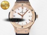 Classic Fusion 38mm RG JJF 1:1 Best Edition White Dial on Black Gummy Leather Strap - Görsel 4