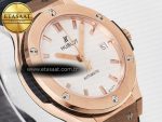 Classic Fusion 38mm RG JJF 1:1 Best Edition White Dial on Black Gummy Leather Strap - Görsel 5