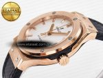 Classic Fusion 38mm RG JJF 1:1 Best Edition White Dial on Black Gummy Leather Strap - Görsel 6