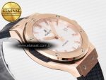 Classic Fusion 38mm RG JJF 1:1 Best Edition White Dial on Black Gummy Leather Strap - Görsel 7