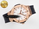 Classic Fusion 38mm RG JJF 1:1 Best Edition White Dial on Black Gummy Leather Strap - Görsel 8