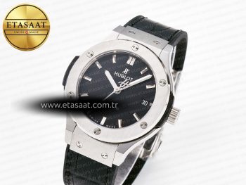 Classic Fusion 38mm SS JJF 1:1 Best Edition Black Dial on Black Gummy Leather Strap