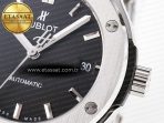 Classic Fusion 38mm SS JJF 1:1 Best Edition Black Dial on Black Gummy Leather Strap - Görsel 12