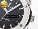 Classic Fusion 38mm SS JJF 1:1 Best Edition Black Dial on Black Gummy Leather Strap - Görsel 12