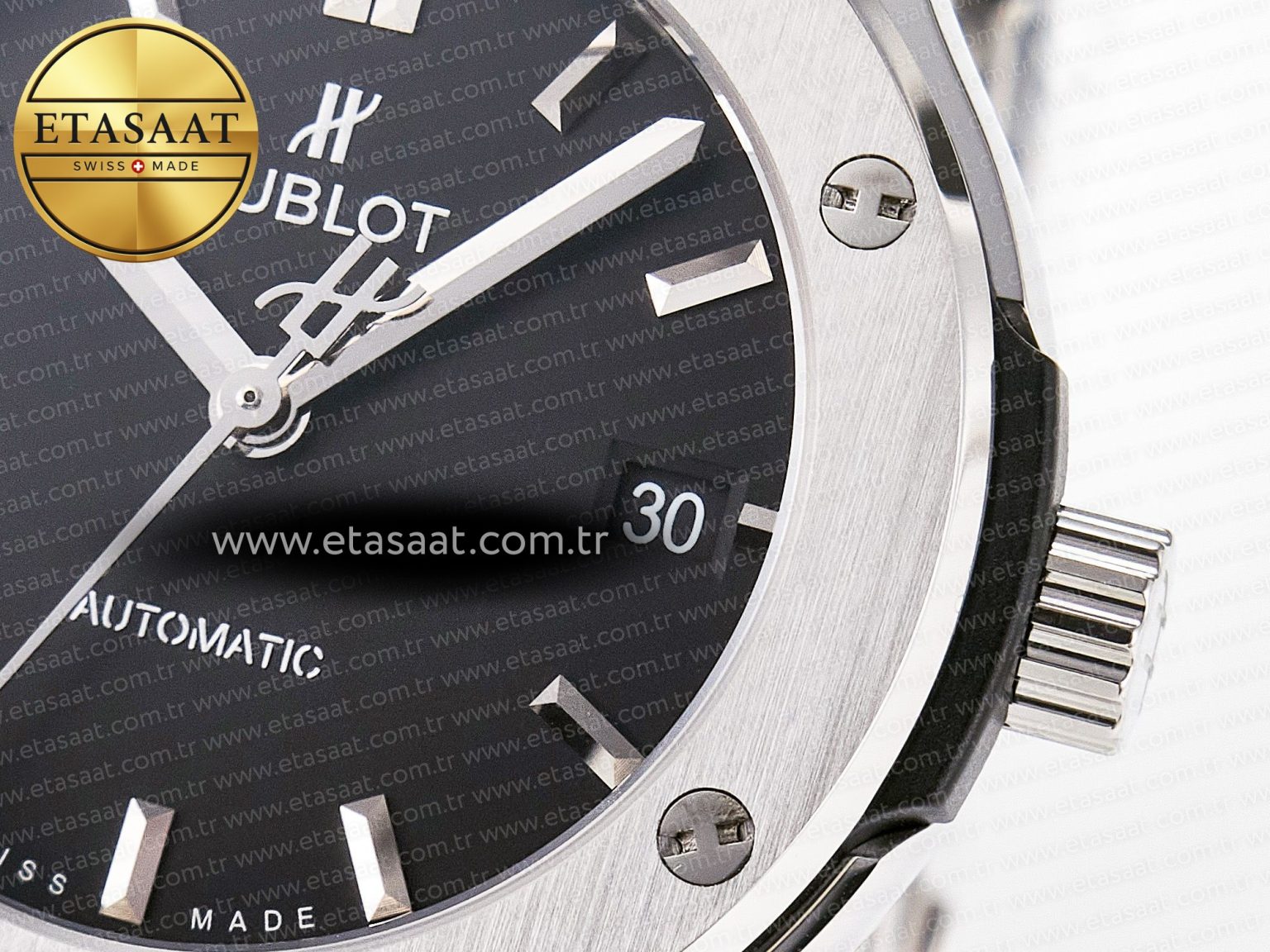 Classic Fusion 38mm SS JJF 1:1 Best Edition Black Dial on Black Gummy Leather Strap - Görsel 12