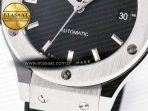 Classic Fusion 38mm SS JJF 1:1 Best Edition Black Dial on Black Gummy Leather Strap - Görsel 13