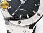 Classic Fusion 38mm SS JJF 1:1 Best Edition Black Dial on Black Gummy Leather Strap - Görsel 13