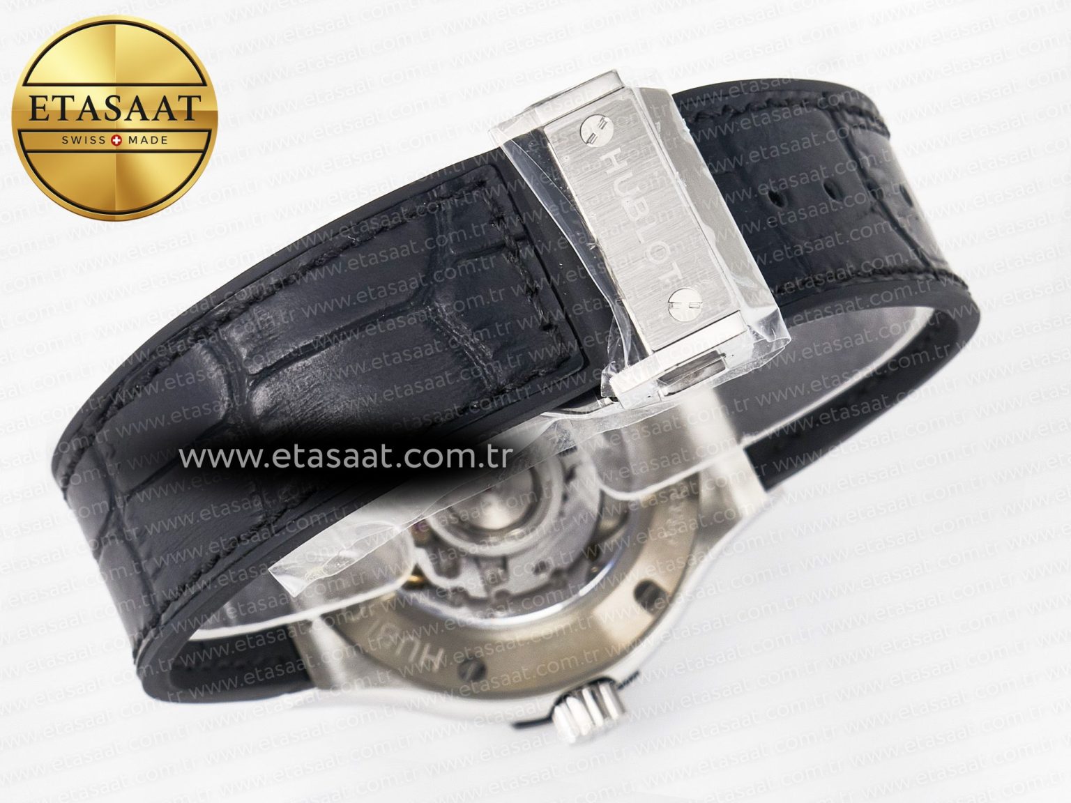Classic Fusion 38mm SS JJF 1:1 Best Edition Black Dial on Black Gummy Leather Strap - Görsel 16