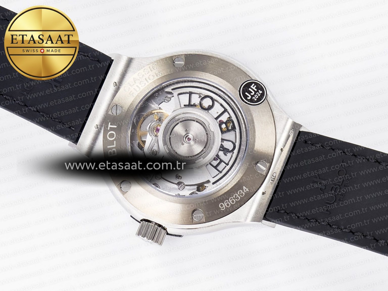Classic Fusion 38mm SS JJF 1:1 Best Edition Black Dial on Black Gummy Leather Strap - Görsel 17