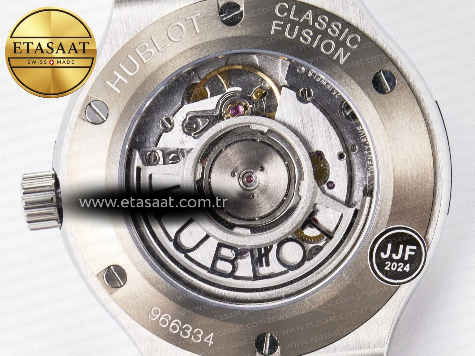 Classic Fusion 38mm SS JJF 1:1 Best Edition Black Dial on Black Gummy Leather Strap - Görsel 18