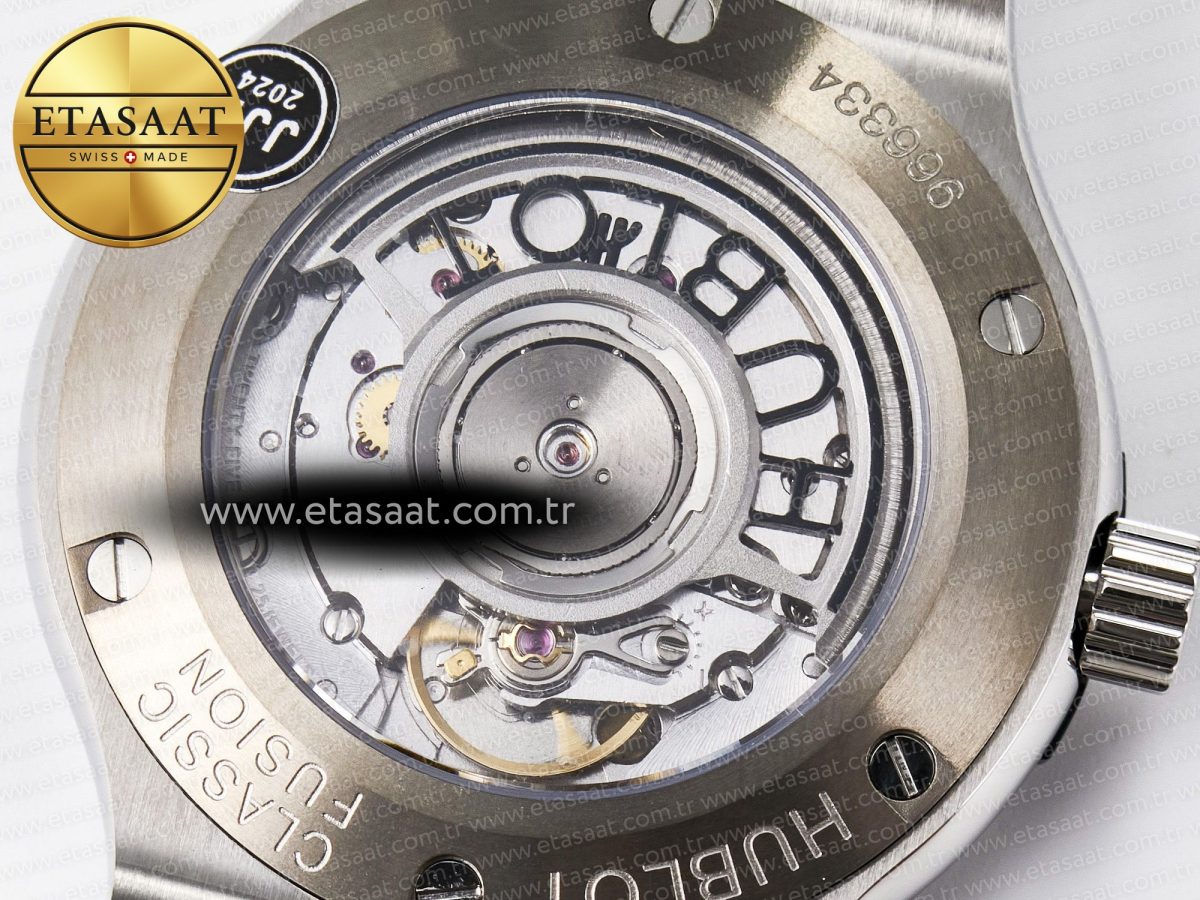 Classic Fusion 38mm SS JJF 1:1 Best Edition Black Dial on Black Gummy Leather Strap - Görsel 20