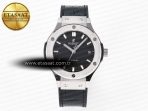 Classic Fusion 38mm SS JJF 1:1 Best Edition Black Dial on Black Gummy Leather Strap - Görsel 3
