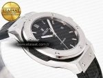 Classic Fusion 38mm SS JJF 1:1 Best Edition Black Dial on Black Gummy Leather Strap - Görsel 7