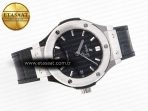 Classic Fusion 38mm SS JJF 1:1 Best Edition Black Dial on Black Gummy Leather Strap - Görsel 8