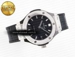 Classic Fusion 38mm SS JJF 1:1 Best Edition Black Dial on Black Gummy Leather Strap - Görsel 8