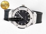Classic Fusion 38mm SS JJF 1:1 Best Edition Black Dial on Black Gummy Leather Strap - Görsel 9