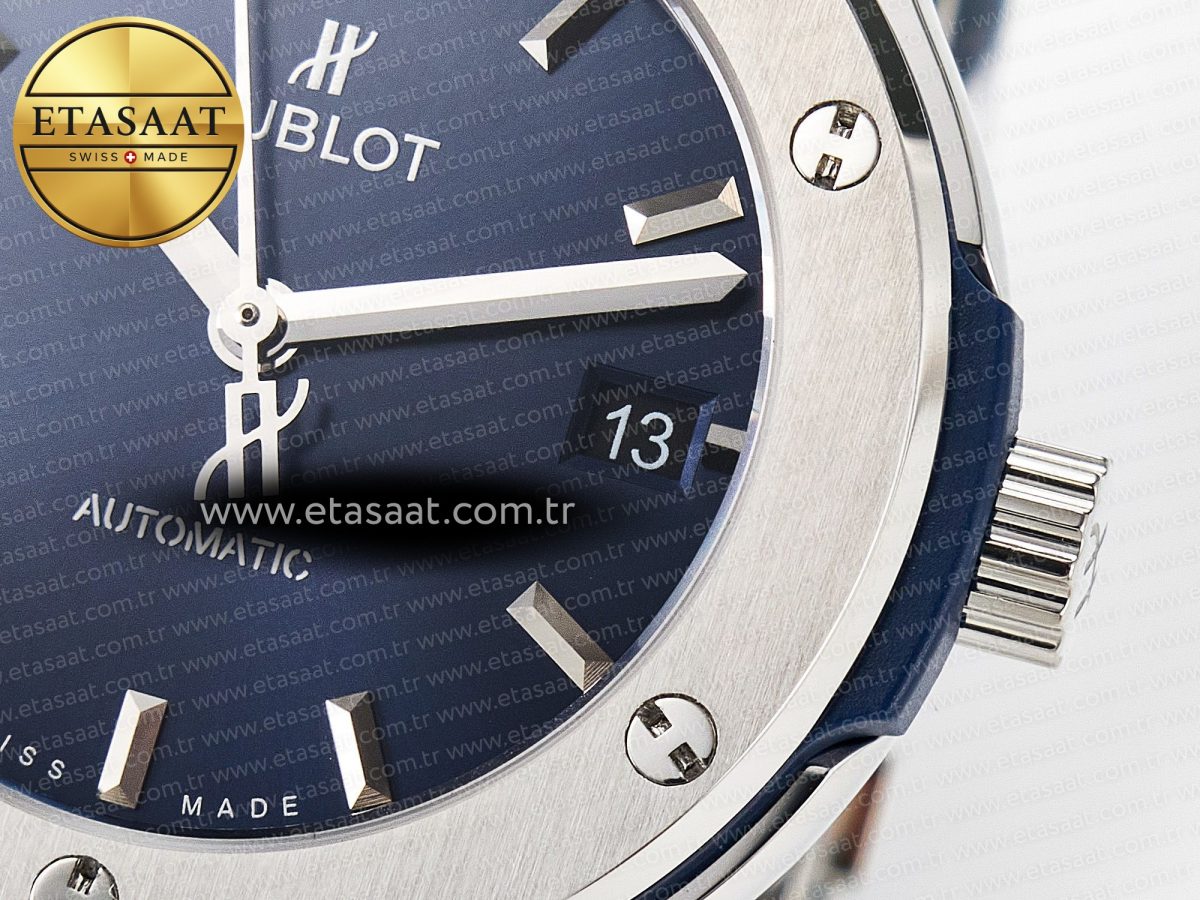 Classic Fusion 38mm SS JJF 1:1 Best Edition Blue Dial on Blue Gummy Leather Strap - Görsel 12