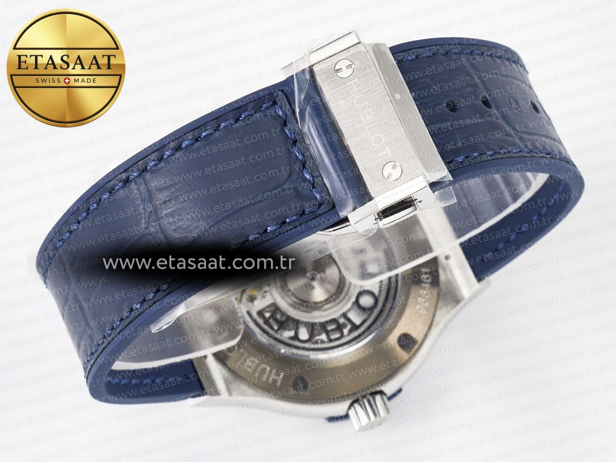 Classic Fusion 38mm SS JJF 1:1 Best Edition Blue Dial on Blue Gummy Leather Strap - Görsel 16
