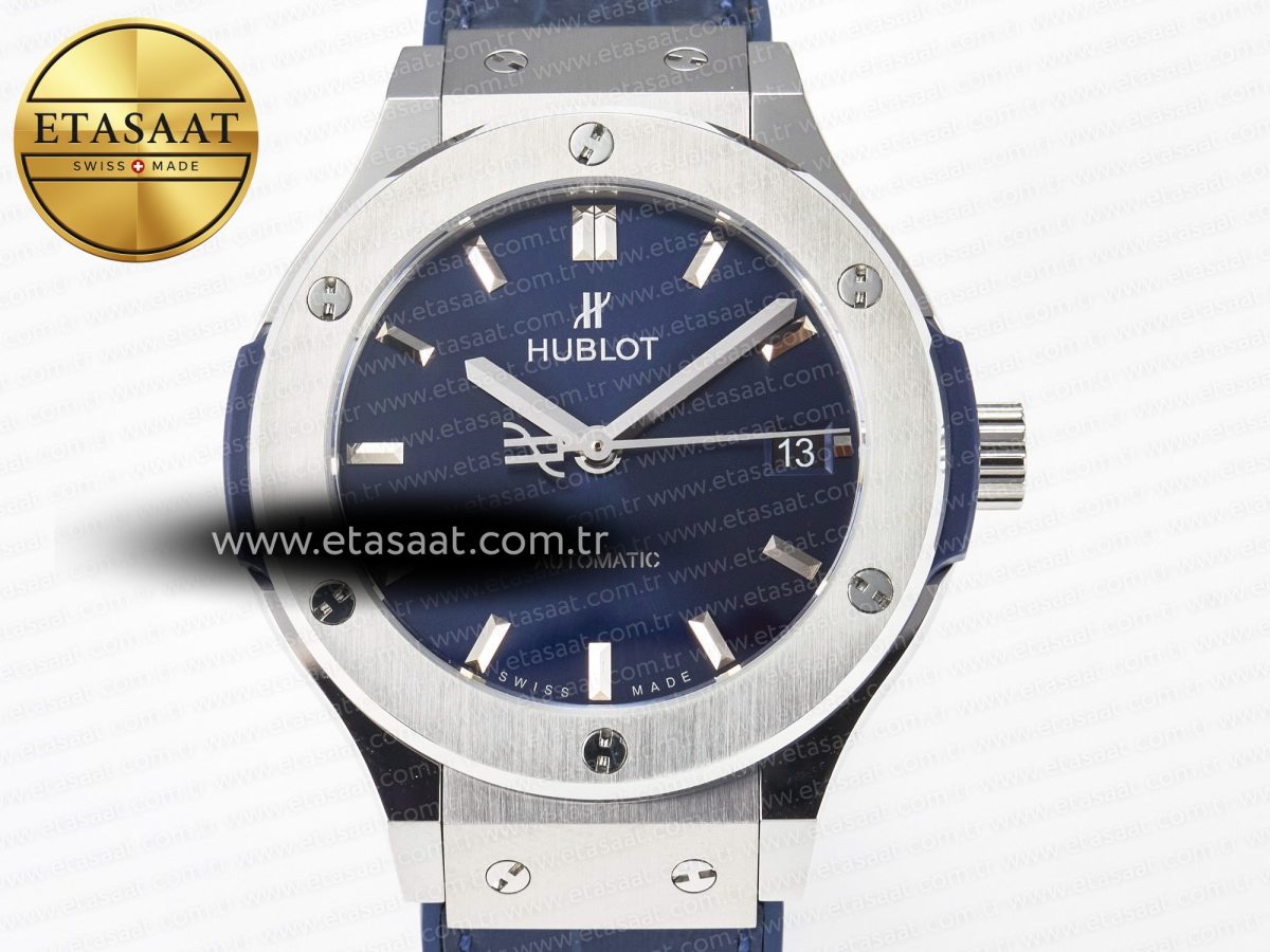 Classic Fusion 38mm SS JJF 1:1 Best Edition Blue Dial on Blue Gummy Leather Strap - Görsel 4
