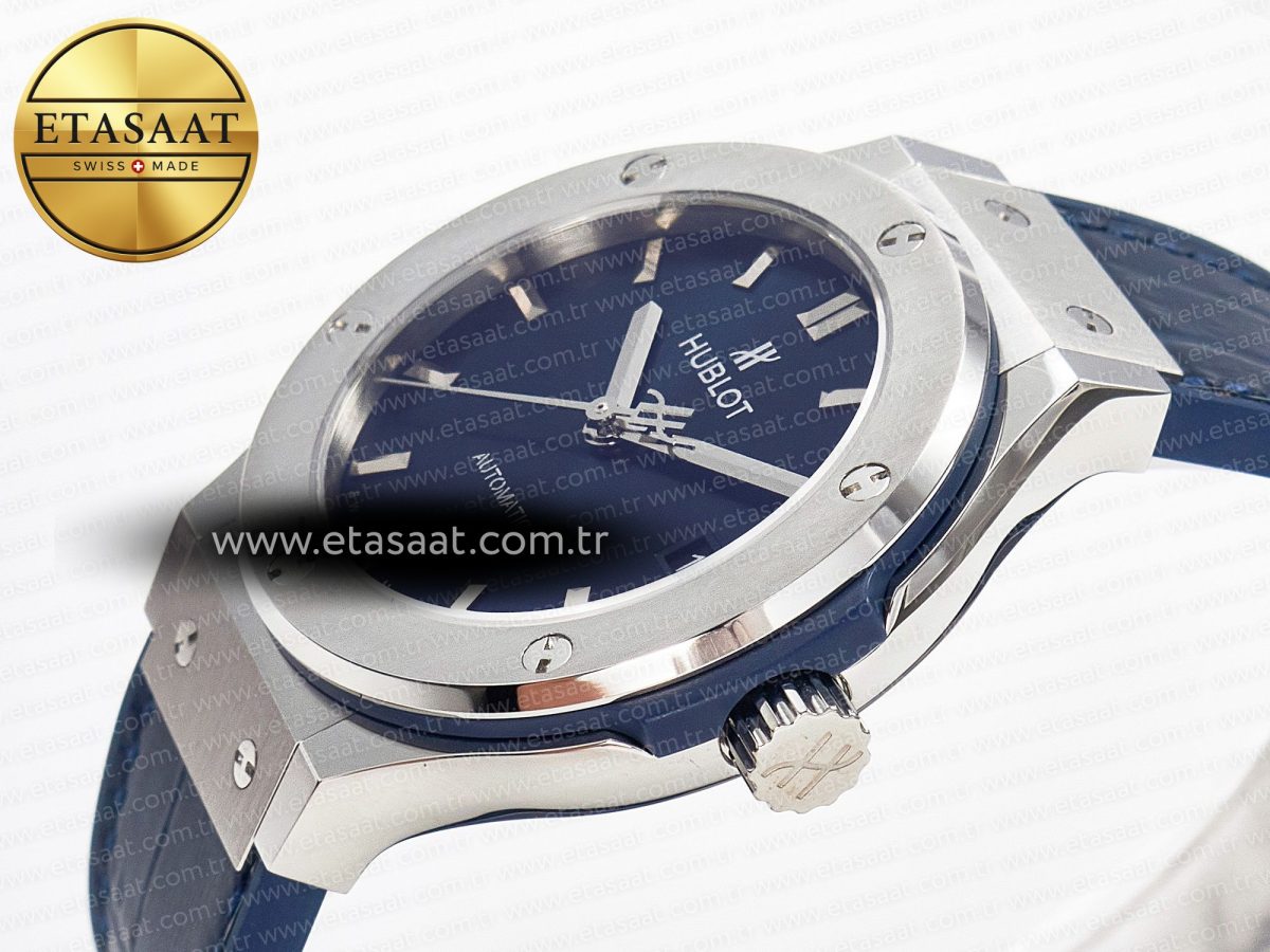Classic Fusion 38mm SS JJF 1:1 Best Edition Blue Dial on Blue Gummy Leather Strap - Görsel 6