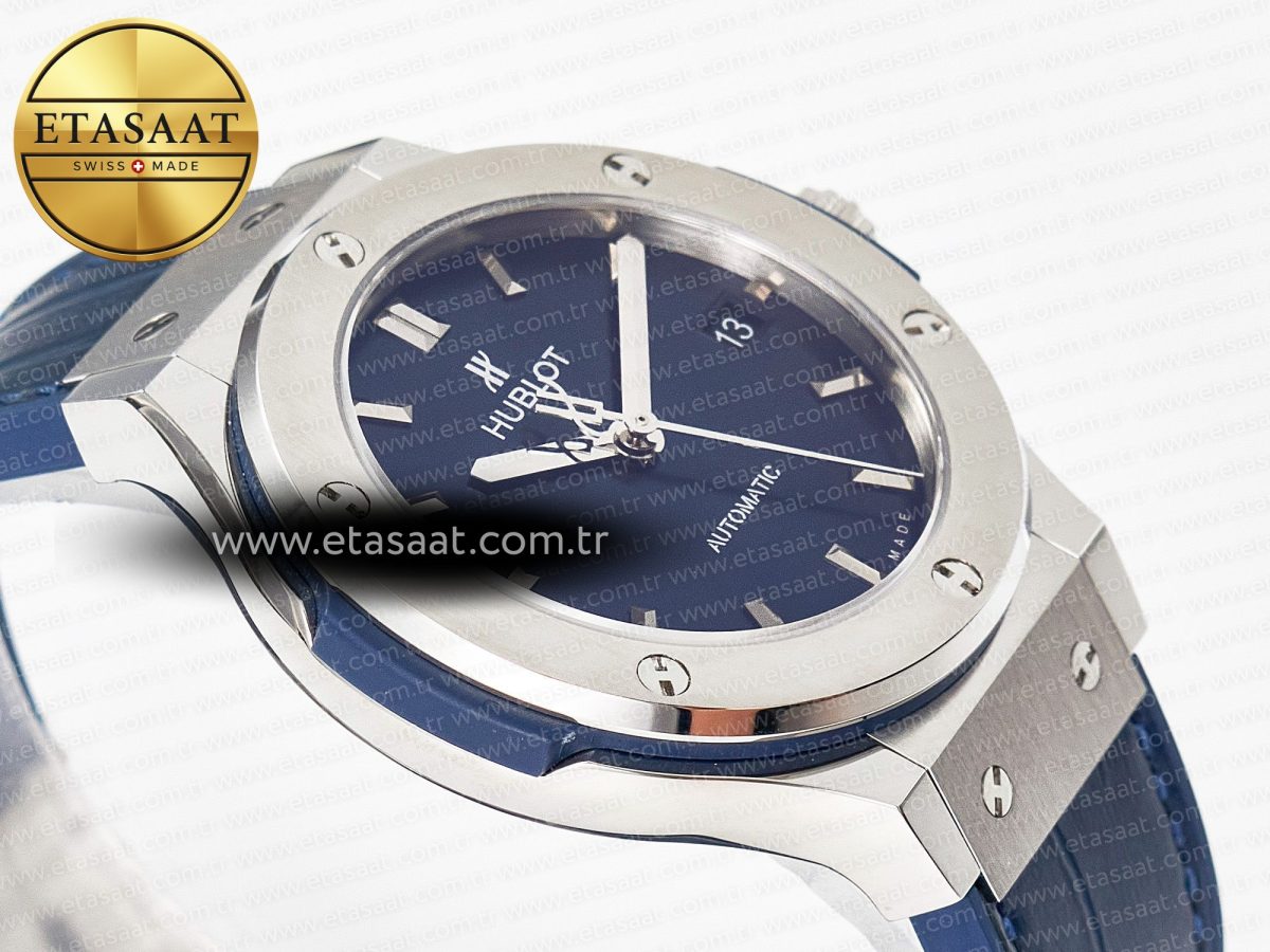 Classic Fusion 38mm SS JJF 1:1 Best Edition Blue Dial on Blue Gummy Leather Strap - Görsel 7