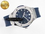 Classic Fusion 38mm SS JJF 1:1 Best Edition Blue Dial on Blue Gummy Leather Strap - Görsel 8