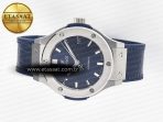 Classic Fusion 38mm SS JJF 1:1 Best Edition Blue Dial on Blue Gummy Leather Strap - Görsel 9