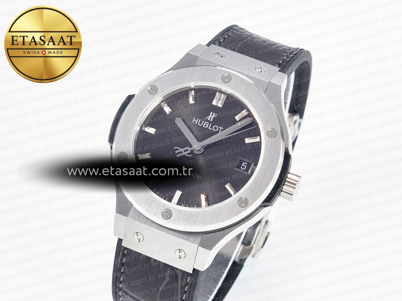 Classic Fusion 38mm SS JJF 1:1 Best Edition Gray Dial on Black Gummy Leather Strap - Görsel 1