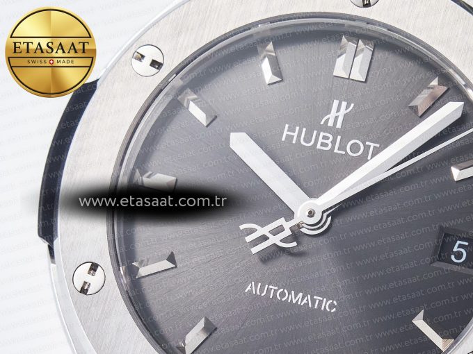 Classic Fusion 38mm SS JJF 1:1 Best Edition Gray Dial on Black Gummy Leather Strap - Görsel 10