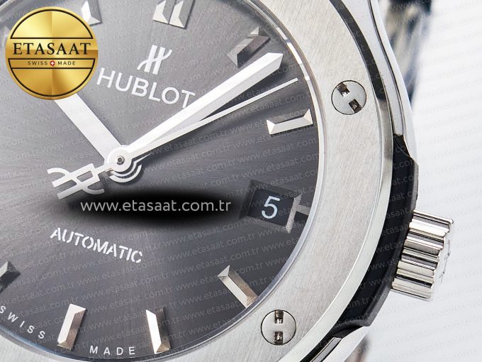 Classic Fusion 38mm SS JJF 1:1 Best Edition Gray Dial on Black Gummy Leather Strap - Görsel 12