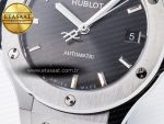 Classic Fusion 38mm SS JJF 1:1 Best Edition Gray Dial on Black Gummy Leather Strap - Görsel 13