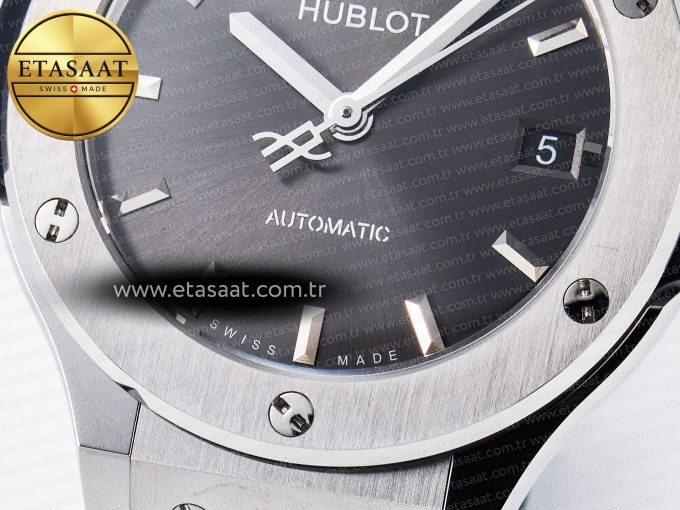 Classic Fusion 38mm SS JJF 1:1 Best Edition Gray Dial on Black Gummy Leather Strap - Görsel 13