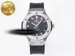 Classic Fusion 38mm SS JJF 1:1 Best Edition Gray Dial on Black Gummy Leather Strap - Görsel 3