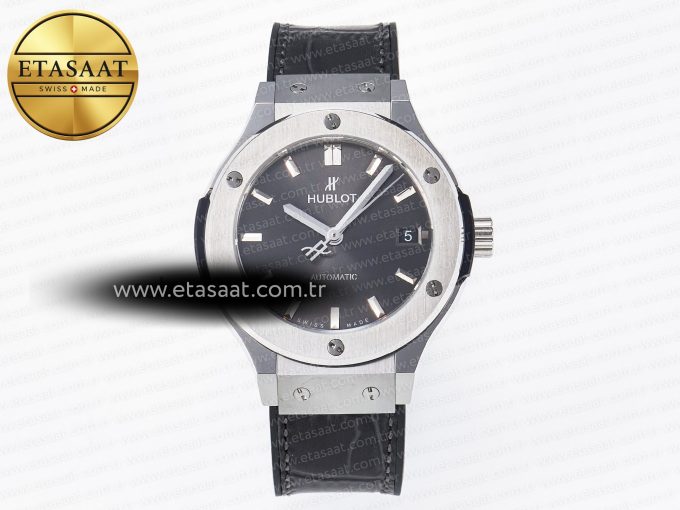 Classic Fusion 38mm SS JJF 1:1 Best Edition Gray Dial on Black Gummy Leather Strap - Görsel 3