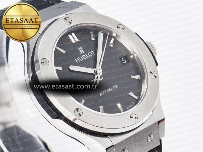 Classic Fusion 38mm SS JJF 1:1 Best Edition Gray Dial on Black Gummy Leather Strap - Görsel 5